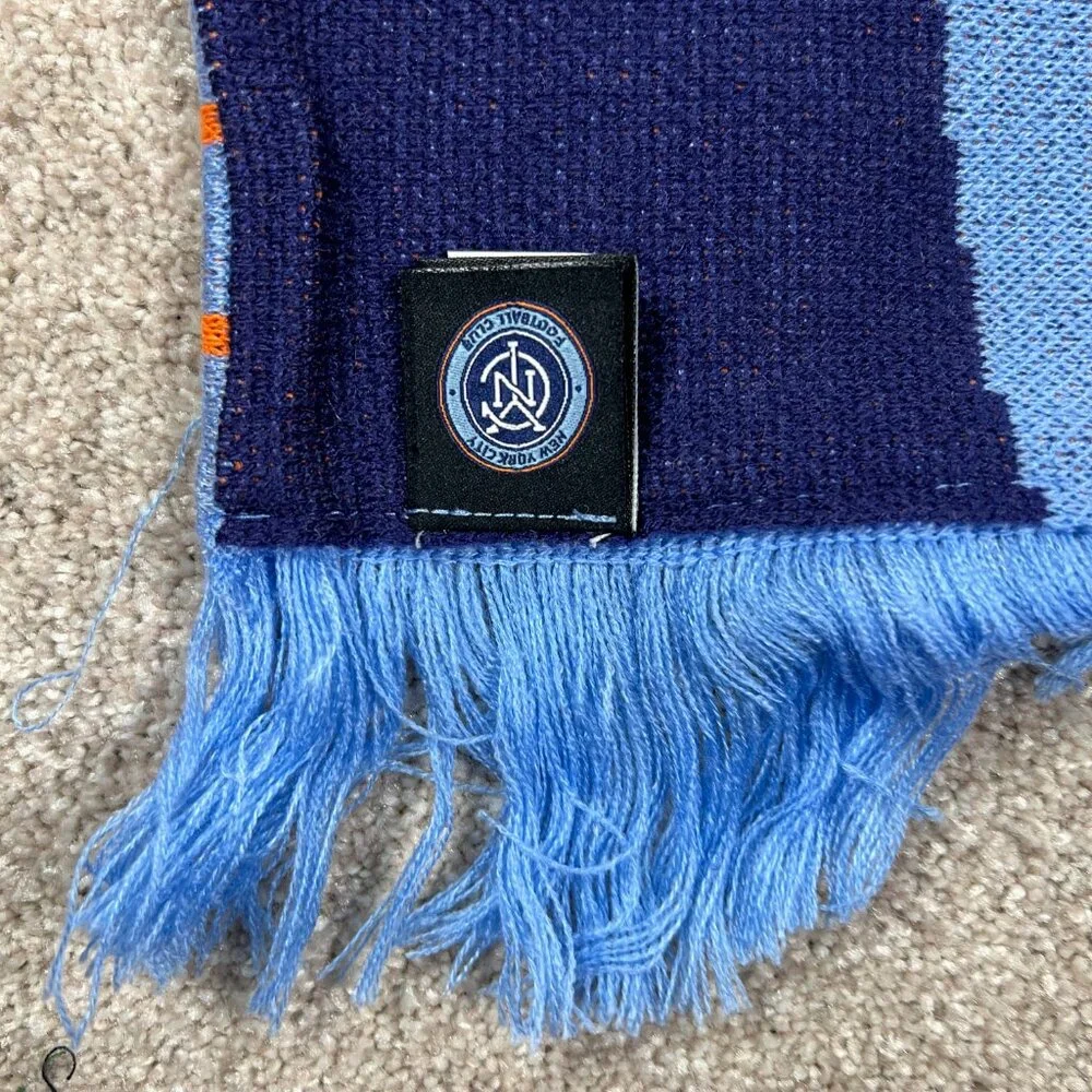 Adidas Unisex OSFA Blue‎ Orange Winter Fringe New York City FC MLS Scarf NWT
